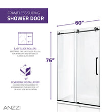 Load image into Gallery viewer, Madam Series 60 in. by 76 in. Frameless Sliding Shower Door in Chrome with Handle- Anzzi