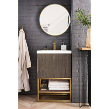 Load image into Gallery viewer, James Martin Columbia 24&quot; Ash Gray - Radiant Gold Single Vanity
