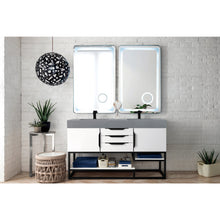Load image into Gallery viewer, James Martin Columbia 59&quot; Glossy White - Matte Black Double Vanity
