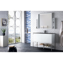 Load image into Gallery viewer, James Martin Milan 47.3&quot; Glossy White - Brushed Nickel Single Vanity