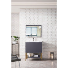 Load image into Gallery viewer, James Martin Milan 31.5&quot; Modern Grey - Radiant Gold Single Vanity with Base