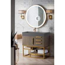 Load image into Gallery viewer, James Martin Columbia 36&quot; Ash Gray - Radiant Gold Single Vanity
