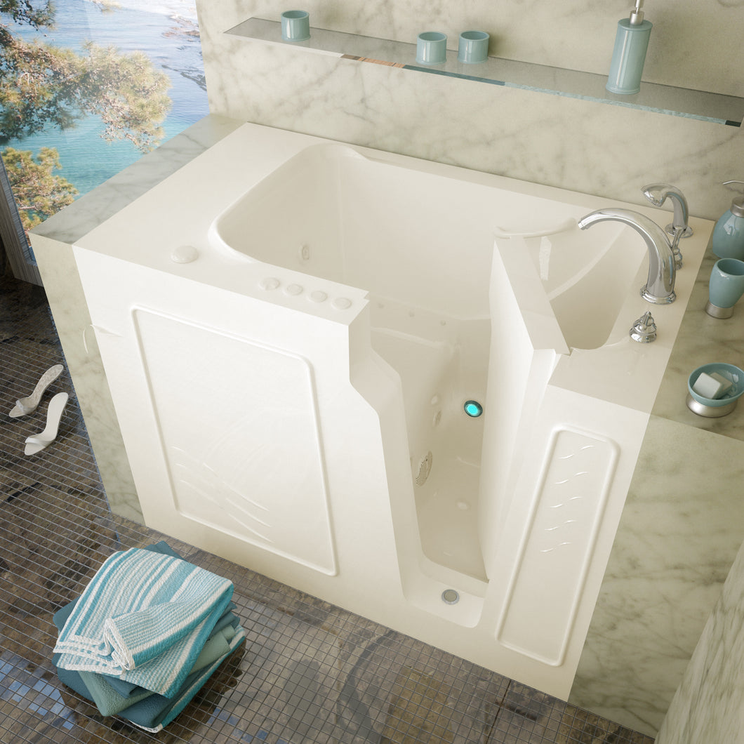 MediTub Walk-In 29 x 52 Right Drain Biscuit Whirlpool & Air Jetted Walk-In Bathtub- Meditub