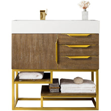 Load image into Gallery viewer, James Martin Columbia 36&quot; Latte Oak - Radiant Gold Single Vanity- James Martin