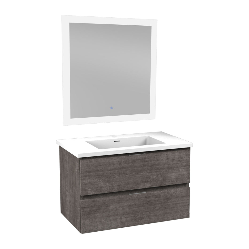 30 in W x 20 in H x 18 in D Bath Vanity in Rich Grey with Cultured Marble Vanity Top in White with White Basin & Mirror- Anzzi