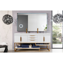 Load image into Gallery viewer, James Martin Columbia 72&quot; Glossy White - Radiant Gold Double Vanity
