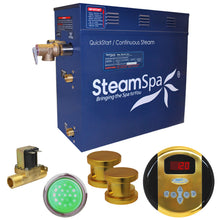 Load image into Gallery viewer, SteamSpa Indulgence 12 KW QuickStart Acu-Steam Bath Generator Package with Built-in Auto Drain in Polished Gold- SteamSpa