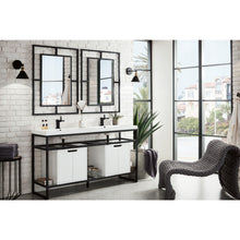 Load image into Gallery viewer, James Martin Boston 63&quot; Matte Black Stainless Steel Sink Console (Double Basins) With Cabinet