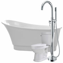Load image into Gallery viewer, Prima 67 in. Acrylic Flatbottom Non-Whirlpool Bathtub with Kros Faucet and Talos 1.6 GPF Toilet- Anzzi