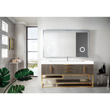 Load image into Gallery viewer, James Martin Columbia 72&quot; Ash Gray - Radiant Gold Single Vanity