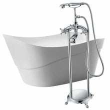 Load image into Gallery viewer, Kahl 67 in. Acrylic Flatbottom Non-Whirlpool Bathtub in White with Tugela Faucet in Polished Chrome- Anzzi