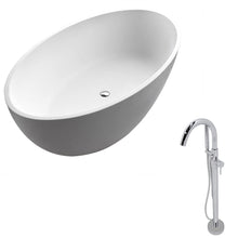 Load image into Gallery viewer, Cestino 5.5 ft. Solid Surface Classic Soaking Bathtub in Matte White and Kros Faucet in Chrome- Anzzi