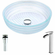 Load image into Gallery viewer, Canta Series Deco-Glass Vessel Sink in Lustrous Translucent Crystal with Key Faucet in Brushed Nickel- Anzzi