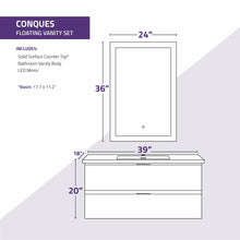 Load image into Gallery viewer, 39 in W x 20 in H x 18 in D Bath Vanity in Dark Brown with Cultured Marble Vanity Top in White with White Basin &amp; Mirror- Anzzi
