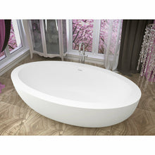 Load image into Gallery viewer, Lusso 6.3 ft. Solid Surface Center Drain Freestanding Bathtub in Matte White- Anzzi