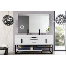 Load image into Gallery viewer, James Martin Columbia 72&quot; Glossy White - Matte Black Double Vanity