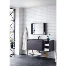 Load image into Gallery viewer, James Martin Milan 35.4&quot; Modern Grey - Radiant Gold Single Vanity