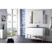 Load image into Gallery viewer, James Martin Milan 47.3&quot; Glossy White - Radiant Gold Single Vanity