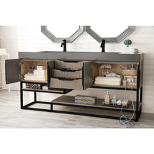 Load image into Gallery viewer, James Martin Columbia 72&quot; Ash Gray - Matte Black Double Vanity