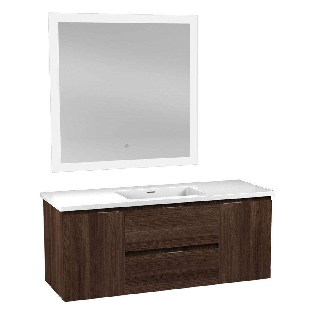 48 in W x 20 in H x 18 in D Bath Vanity in Dark Brown with Cultured Marble Vanity Top in White with White Basin & Mirror- Anzzi