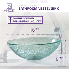 Load image into Gallery viewer, Choir Series Deco-Glass Vessel Sink in Crystal Clear Mosaic with Matching Chrome Waterfall Faucet- Anzzi