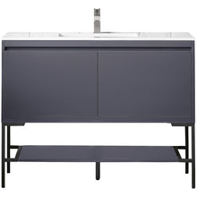 Load image into Gallery viewer, James Martin Milan 47.3&quot; Modern Grey Glossy - Matte Black Single Vanity- James Martin