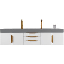 Load image into Gallery viewer, James Martin Mercer Island 72&quot; Glossy White - Radiant Gold Double Vanity- James Martin