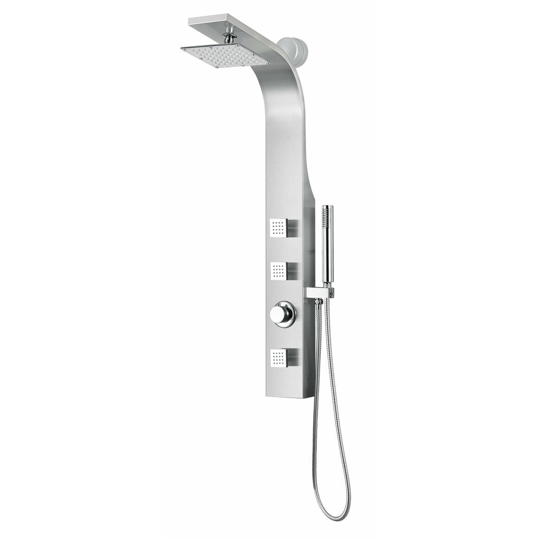 Silent 40 in. Full Body Shower Panel with Heavy Rain Shower and Spray Wand in Brushed Steel- Anzzi