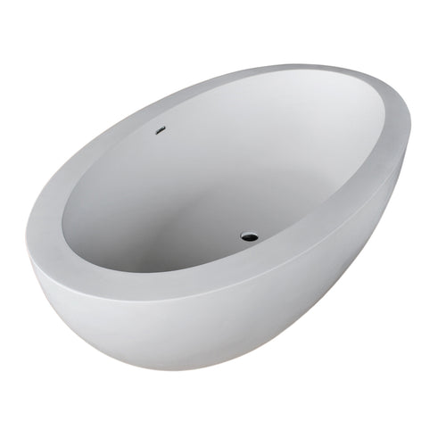 Lusso 6.3 ft. Solid Surface Center Drain Freestanding Bathtub in Matte White- Anzzi