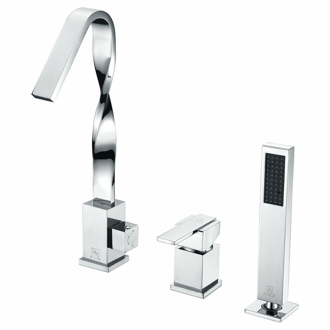Alamere Single-Handle Deck-Mount Roman Tub Faucet in Chrome- Anzzi