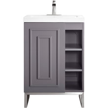 Load image into Gallery viewer, James Martin Alicante&#39; 24&quot; Grey Smoke-Brushed Nickel Single Vanity Cabinet- James Martin