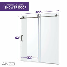 Load image into Gallery viewer, Raymore Series 60 in. x 62 in. Frameless Sliding Tub Door in Brushed Nickel- Anzzi