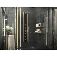 Load image into Gallery viewer, Monsoon 57 in. 4-Jetted Full Body Shower Panel with Heavy Rain Shower and Spray Wand in Mahogany Style Deco-Glass- Anzzi