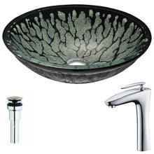 Load image into Gallery viewer, Bravo Series Deco-Glass Vessel Sink in Lustrous Black with Crown Faucet in Chrome- Anzzi