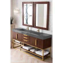Load image into Gallery viewer, James Martin Columbia 72&quot; Coffee Oak - Radiant Gold Double Vanity