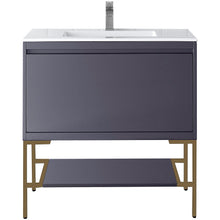 Load image into Gallery viewer, James Martin Milan 35.4&quot; Modern Grey - Radiant Gold Single Vanity- James Martin
