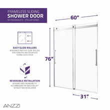 Load image into Gallery viewer, Stellar Series 60 in. x 76 in. Frameless Sliding Shower Door with Handle in Chrome- Anzzi