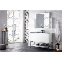 Load image into Gallery viewer, James Martin Milan 47.3&quot; Glossy White - Matte Black Single Vanity