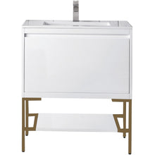 Load image into Gallery viewer, James Martin Milan 31.5&quot; Glossy White - Radiant Gold Single Vanity with Base- James Martin
