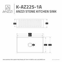 Load image into Gallery viewer, Roine Farmhouse Reversible Apron Front Solid Surface 30 in. Single Basin Kitchen Sink in White- Anzzi