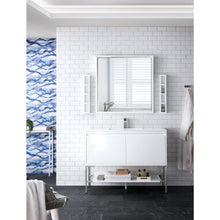 Load image into Gallery viewer, James Martin Milan 47.3&quot; Glossy White - Brushed Nickel Single Vanity