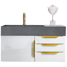 Load image into Gallery viewer, James Martin Mercer Island 36&quot; Glossy White - Radiant Gold Single Vanity- James Martin