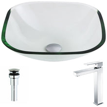 Load image into Gallery viewer, Cadenza Series Deco-Glass Vessel Sink in Lustrous Clear with Enti Faucet in Chrome- Anzzi