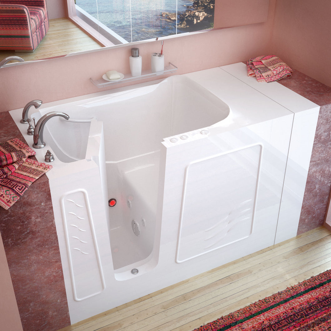 MediTub Walk-In 30 x 53 Left Drain White Whirlpool Jetted Walk-In Bathtub- Meditub