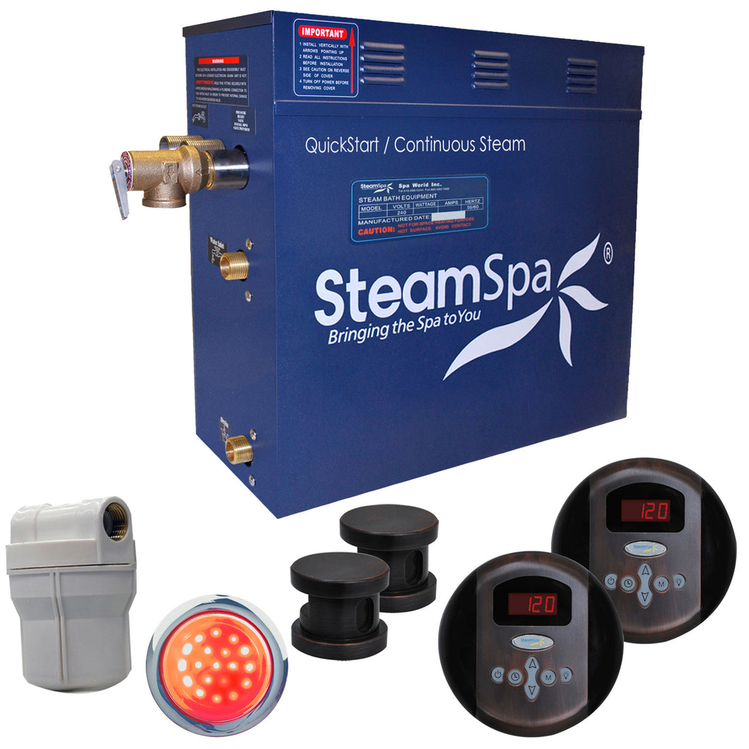 SteamSpa Royal 12 KW QuickStart Acu-Steam Bath Generator Package in Oil Rubbed Bronze- SteamSpa