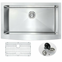Load image into Gallery viewer, Elysian Farmhouse Stainless Steel 36 in. Single Bowl Kitchen Sink in Brushed Satin- Anzzi