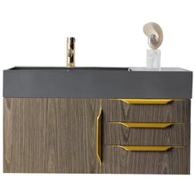 Load image into Gallery viewer, James Martin Mercer Island 36&quot; Ash Gray - Radiant Gold Single Vanity- James Martin