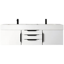 Load image into Gallery viewer, James Martin Mercer Island 59&quot; Glossy White - Matte Black Double Vanity- James Martin