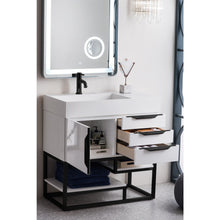 Load image into Gallery viewer, James Martin Columbia 36&quot; Glossy White - Matte Black Single Vanity