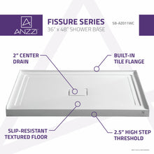 Load image into Gallery viewer, Fissure Series 48 in. x 36 in. Shower Base in White- Anzzi
